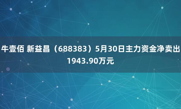 牛壹佰 新益昌（688383）5月30日主力资金净卖出1943.90万元