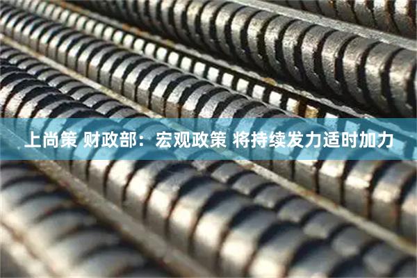 上尚策 财政部：宏观政策 将持续发力适时加力
